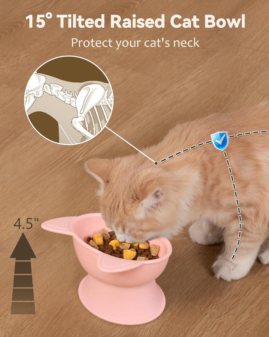 Elevated Cat Bowls, 2P Raised Food and Water Bowl Set for Indoor Cats & Small Dogs, Whisker Fatigue Cat Bowl, anti Vomit Feeding Pet Bowls, 6 Oz Each, Dishwasher Safe - Pink & Green
