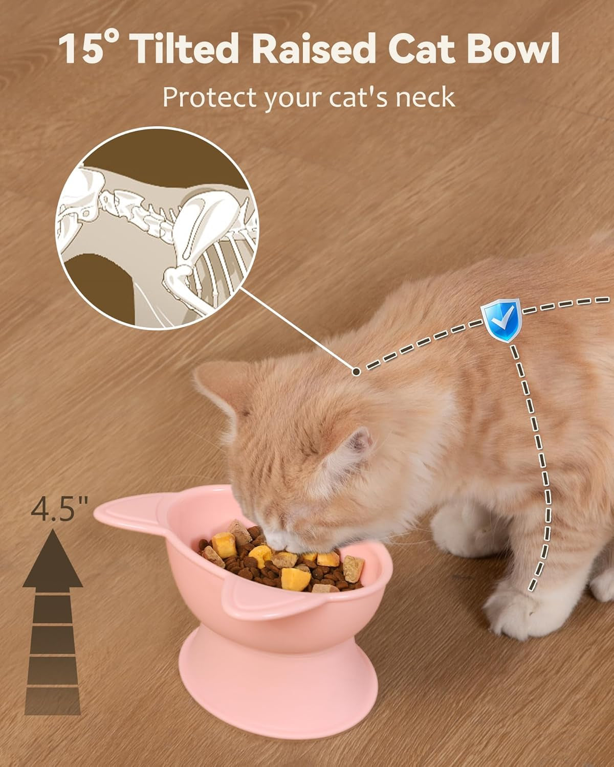 Elevated Cat Bowls, 2P Raised Food and Water Bowl Set for Indoor Cats & Small Dogs, Whisker Fatigue Cat Bowl, anti Vomit Feeding Pet Bowls, 6 Oz Each, Dishwasher Safe - Pink & Green