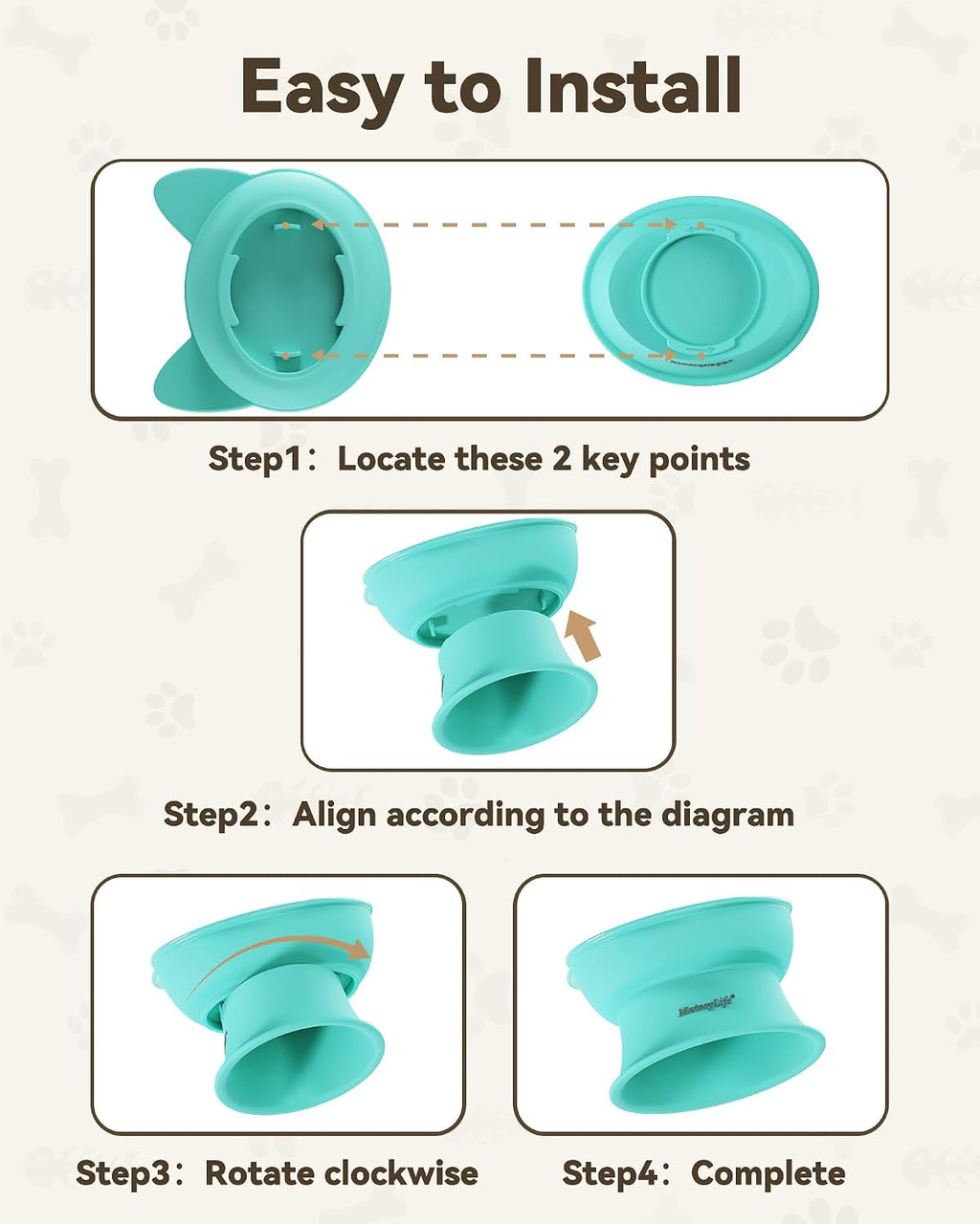 Elevated Cat Bowls, 2P Raised Food and Water Bowl Set for Indoor Cats & Small Dogs, Whisker Fatigue Cat Bowl, anti Vomit Feeding Pet Bowls, 6 Oz Each, Dishwasher Safe - Pink & Green