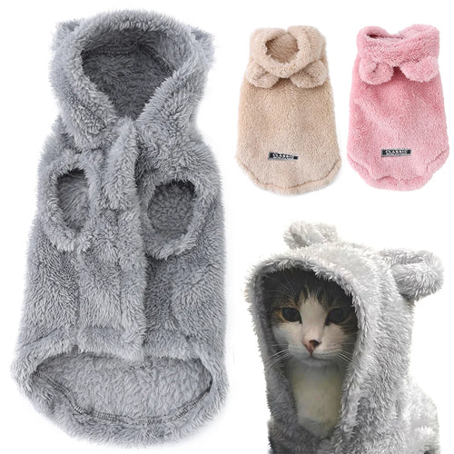 Autumn Winter Cat Clothes Soft Warm Cute Kitten Sweater Pet Fleece Costume for Small Medium Dogs Cats Kitty Sphynx Hoodies Coat