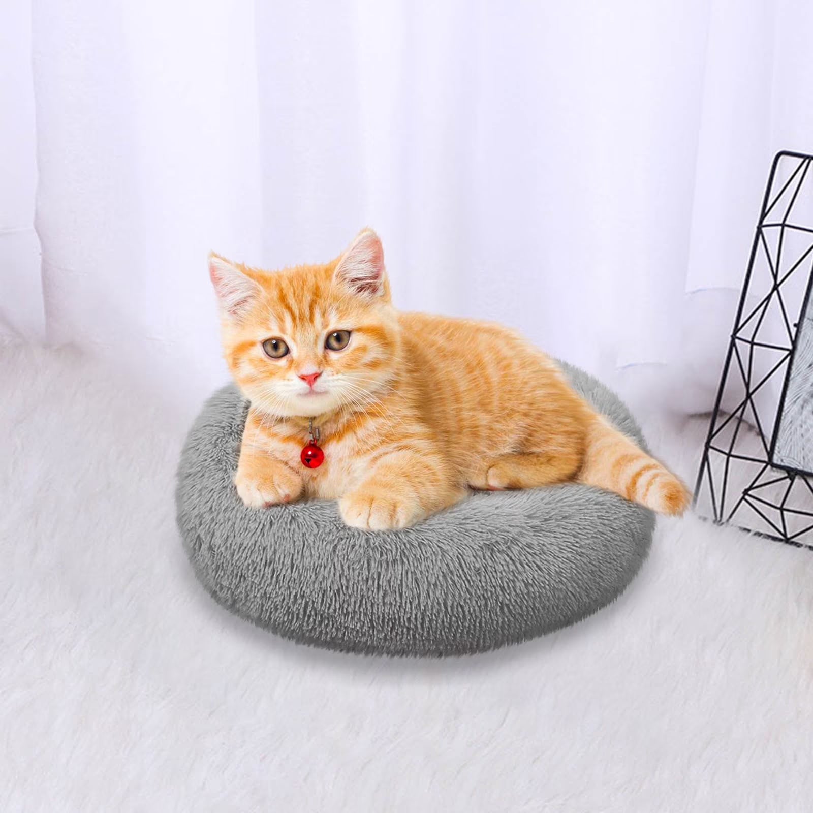 Cat Bed, Cat Beds for Indoor Cats Washable, Orthopedic Soft Fluffy round Calming Pet Bed for Small Cat, Small Cat Beds & Furniture