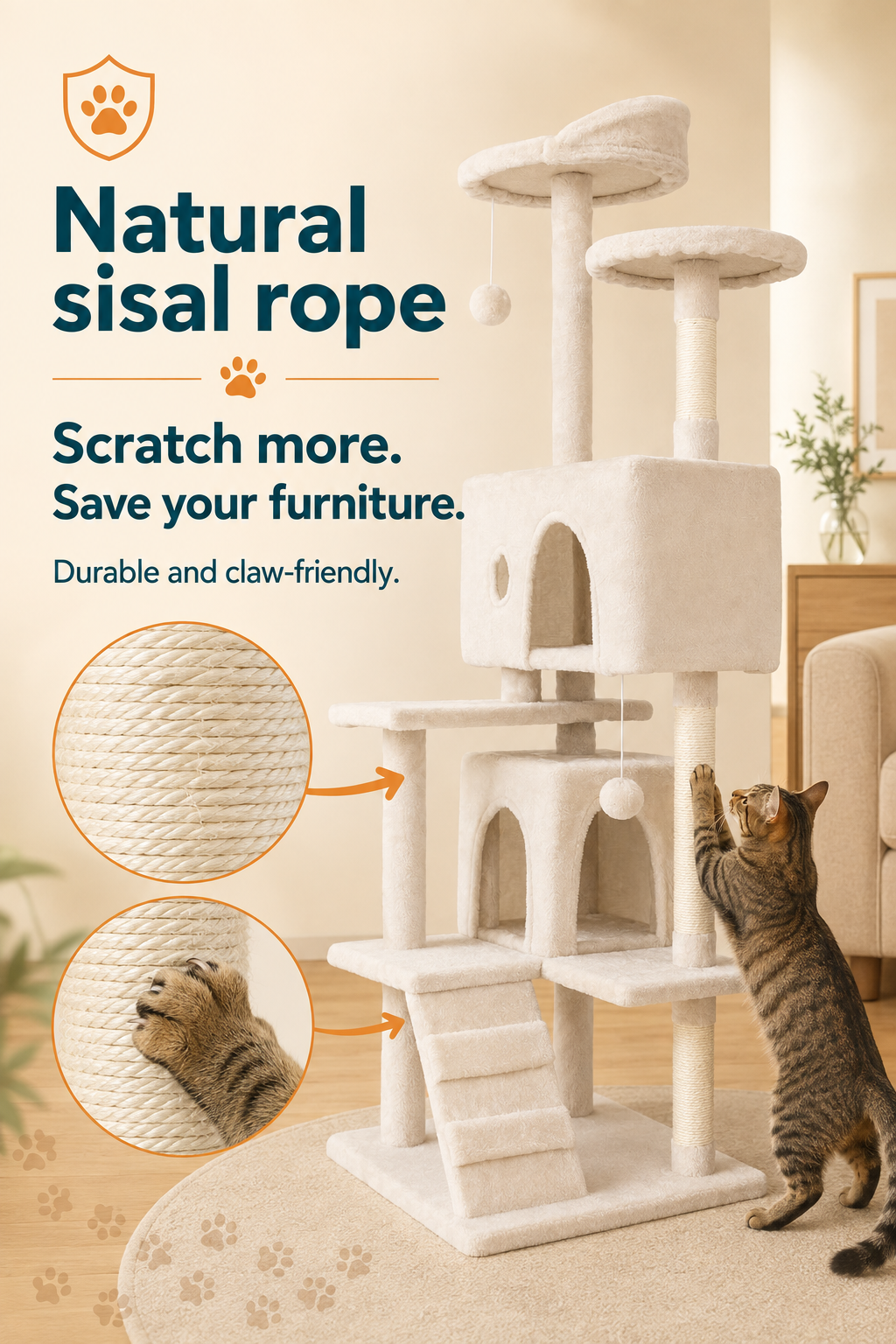 Cat Tree Tower, Multi-Level Activity Center with Scratching Posts