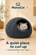 Cat Cave, Premium Handmade Felt Bed Enclosure with Merino Wool