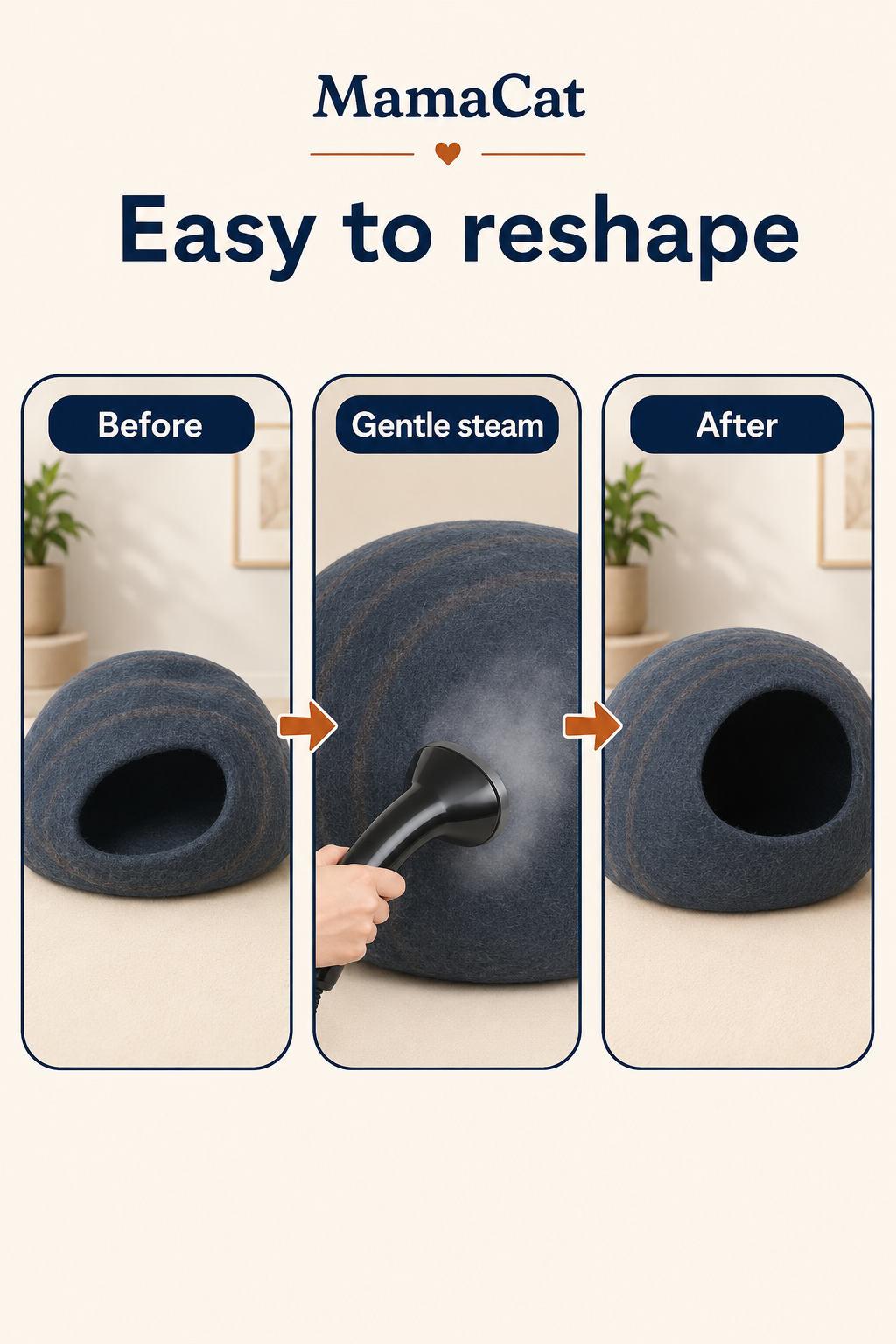 Cat Cave, Premium Handmade Felt Bed Enclosure with Merino Wool