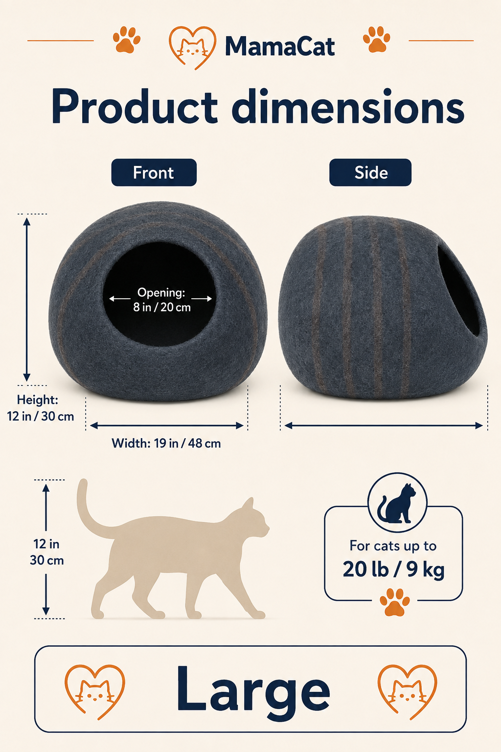 Cat Cave, Premium Handmade Felt Bed Enclosure with Merino Wool