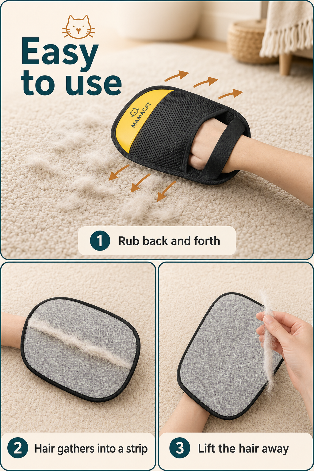 Reusable Cat Hair Removal Gloves-2 Pack